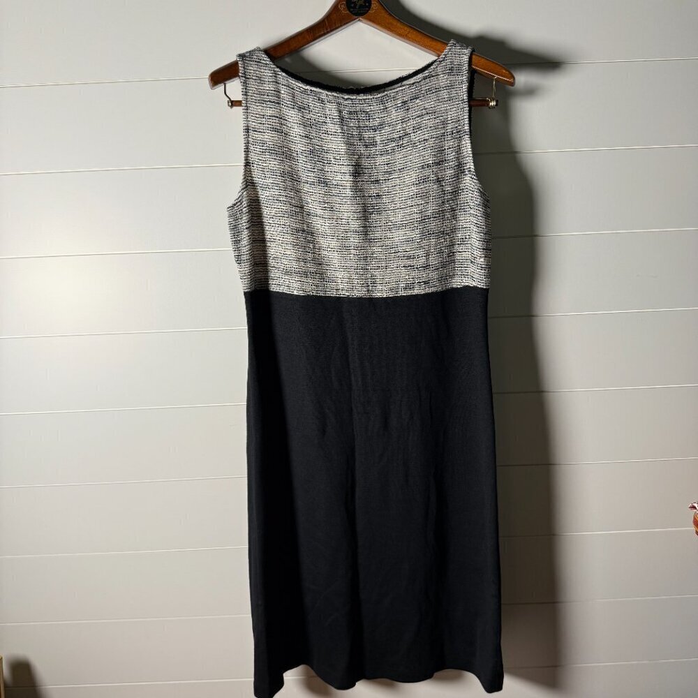 St. John Tank Dress Black & Cream Wool Blend Size 10